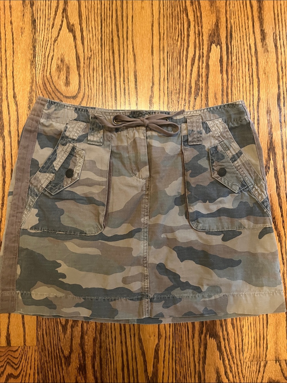 J. Crew Camouflage Drawstring Mini Skirt - Olive Tones